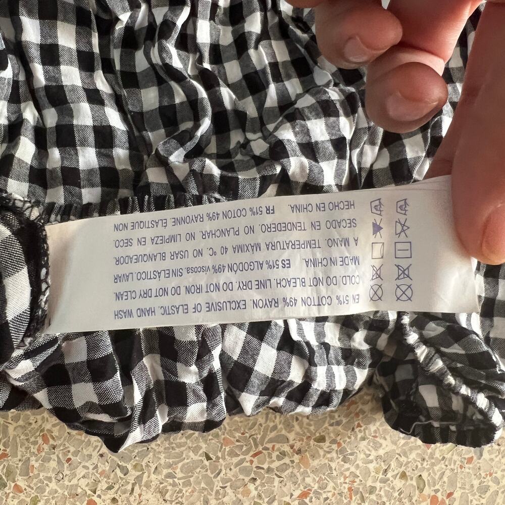 Forever 21 Black White Gingham Off Shoulder Crop Top Size S - Picture 7 of 7